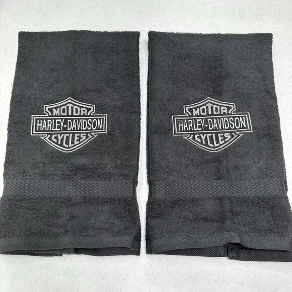 Harley Davidson Towels Embroidered Hand Towel Set Black Pink Bathroom Decor - Picture 3 of 5